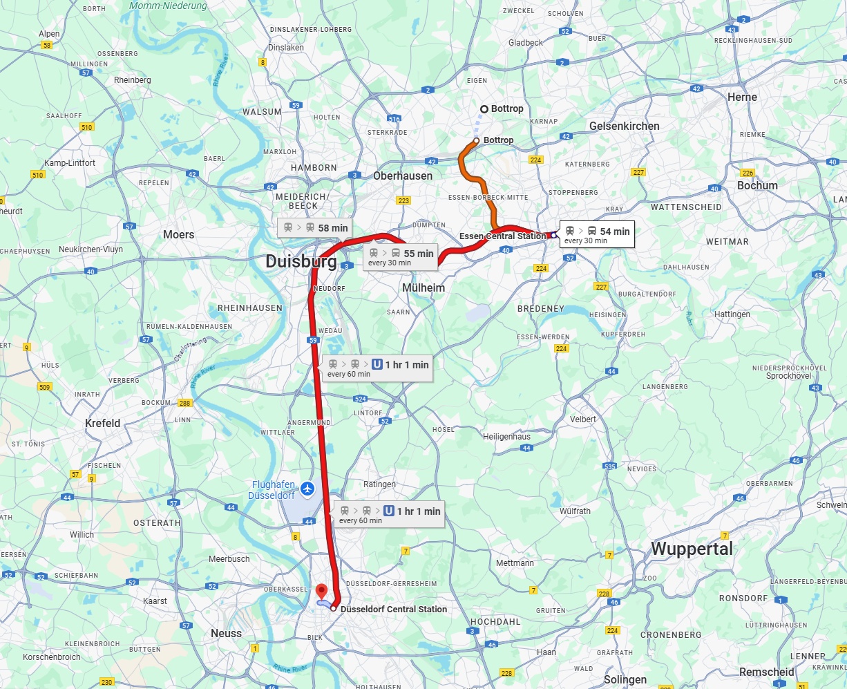 Anreise von Bottrop Zu Düsseldorf Über 