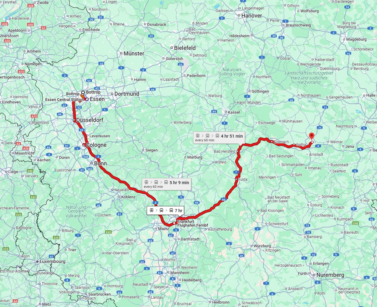 Anreise von Bottrop Zu Erfurt Über 
