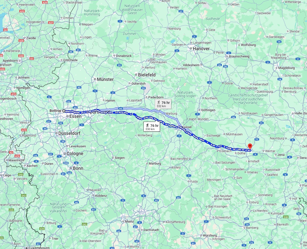 Anreise von Bottrop Zu Erfurt Über 