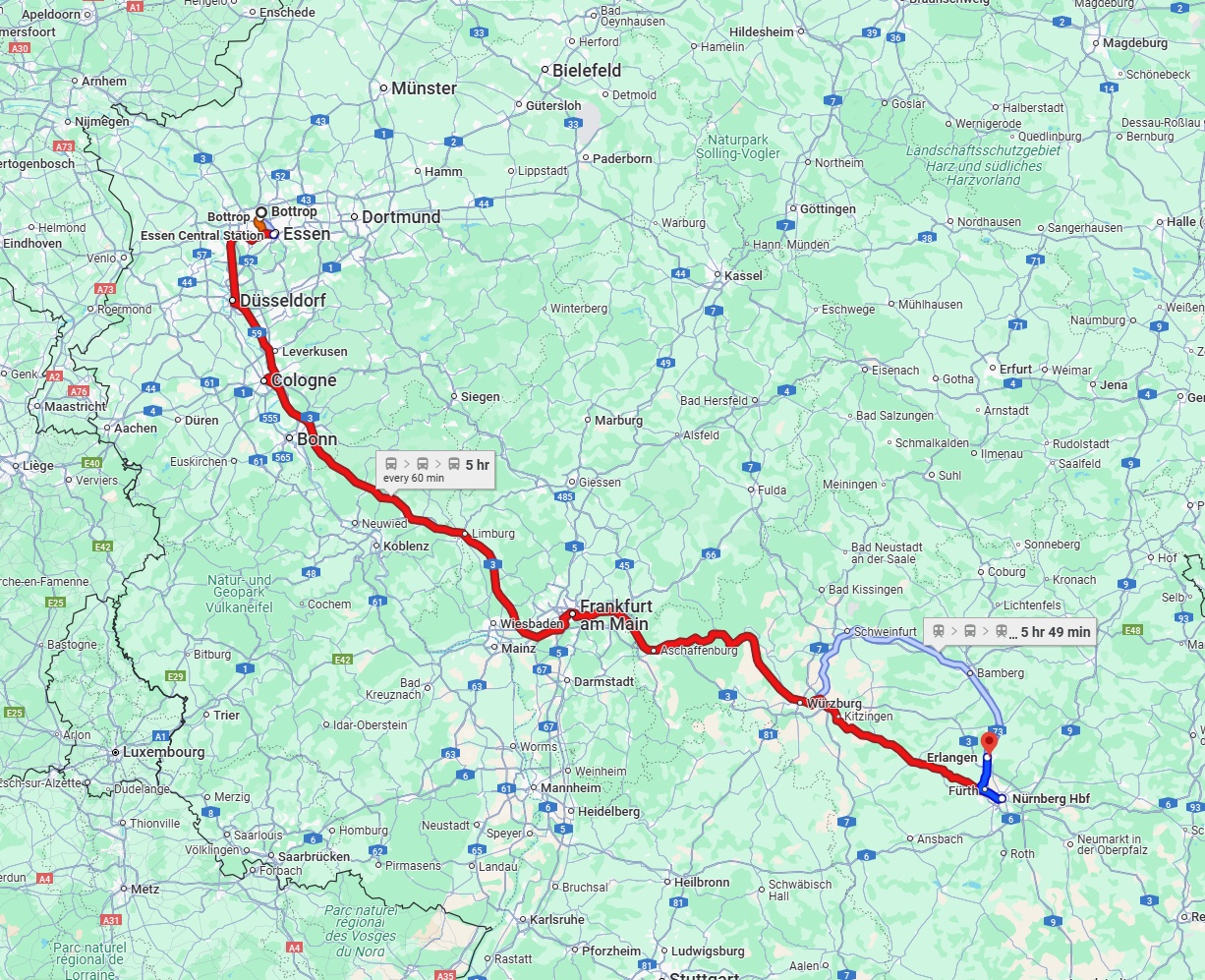 Anreise von Bottrop Zu Erlangen Über 