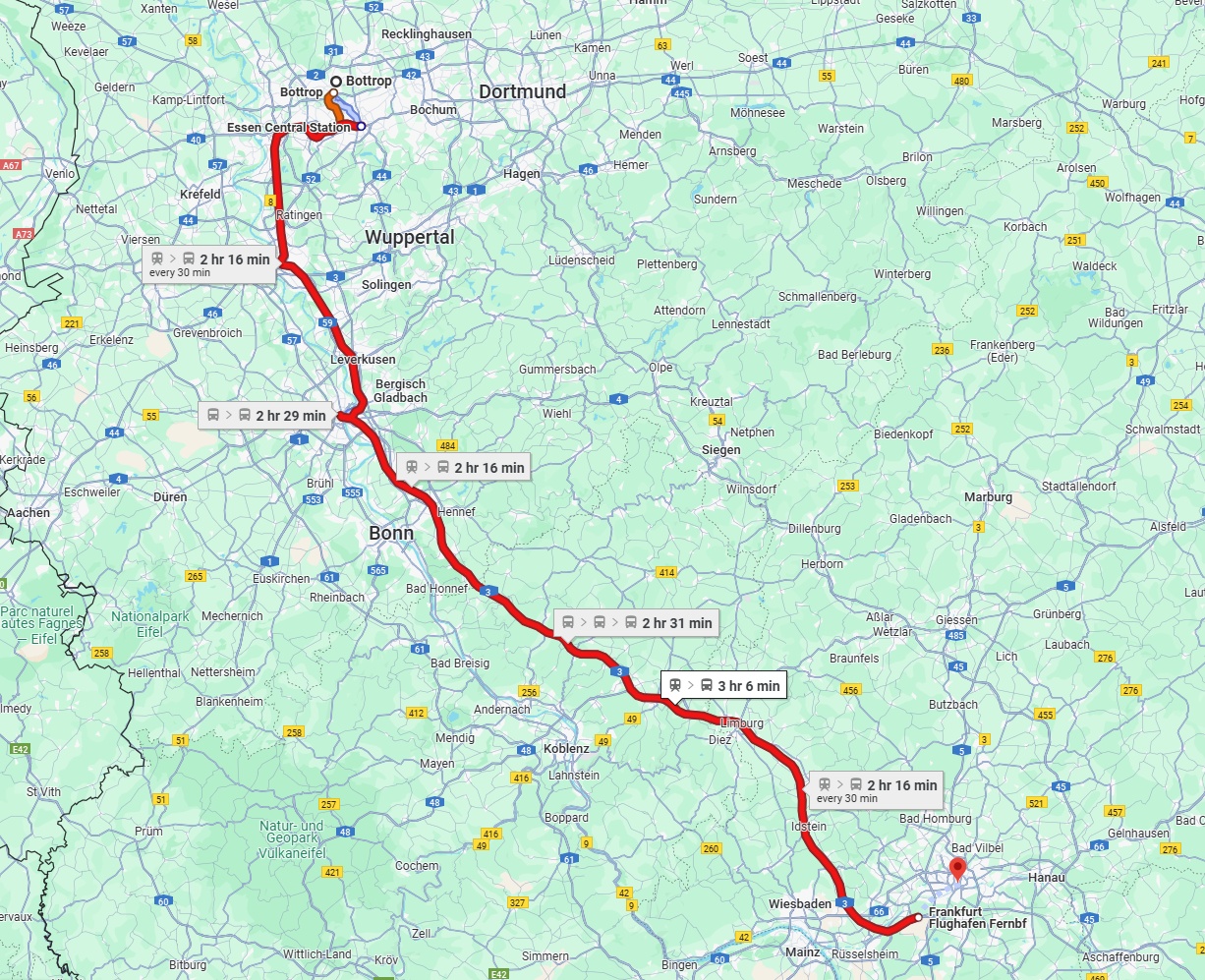 Anreise von Bottrop Zu Frankfurt am Main Über 