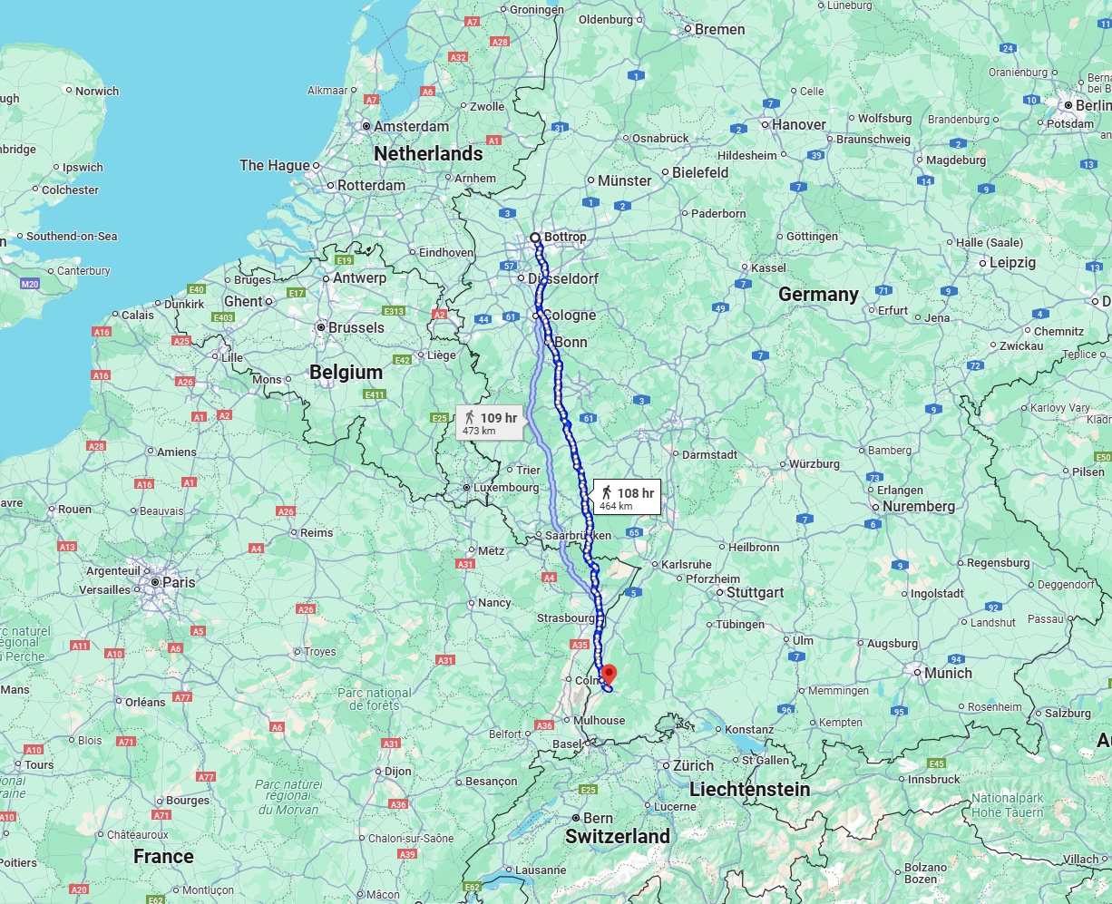 Anreise von Bottrop Zu Freiburg im Breisgau Über 