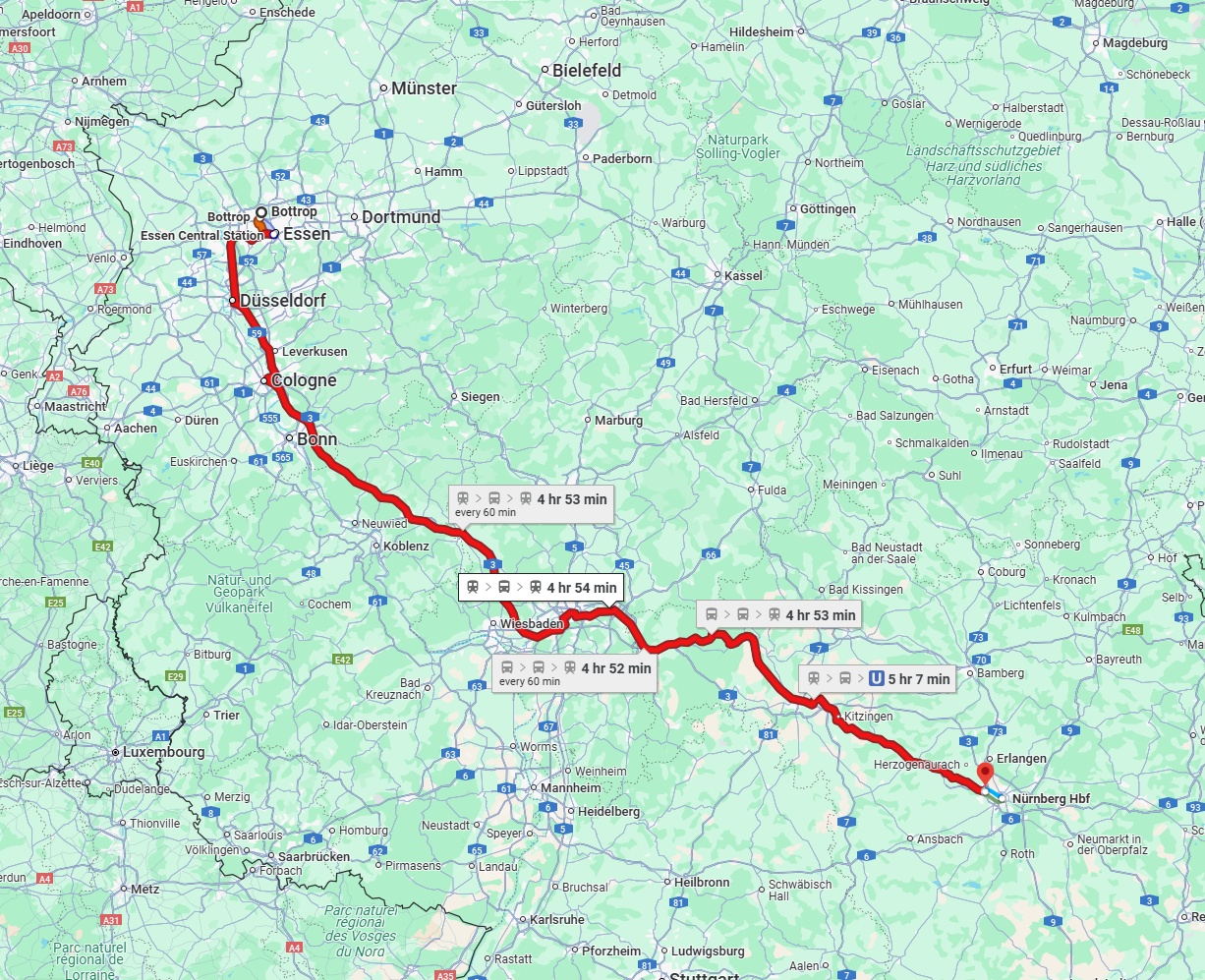 Anreise von Bottrop Zu Fürth Über 