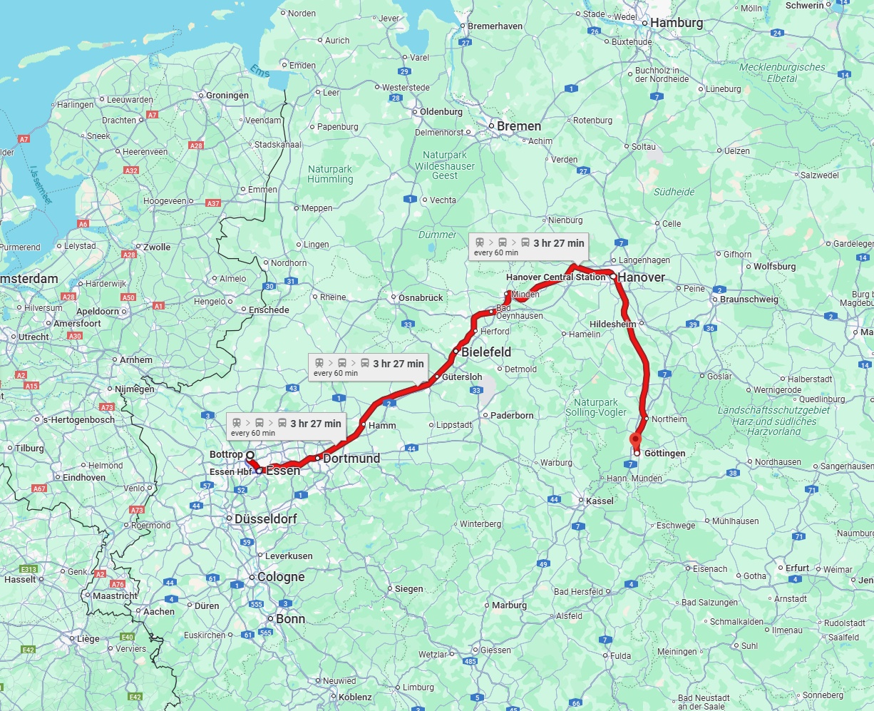 Anreise von Bottrop Zu Göttingen Über 