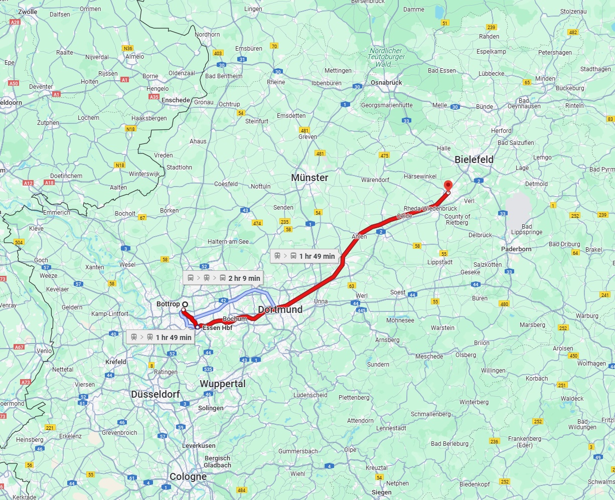 Anreise von Bottrop Zu Gütersloh Über 