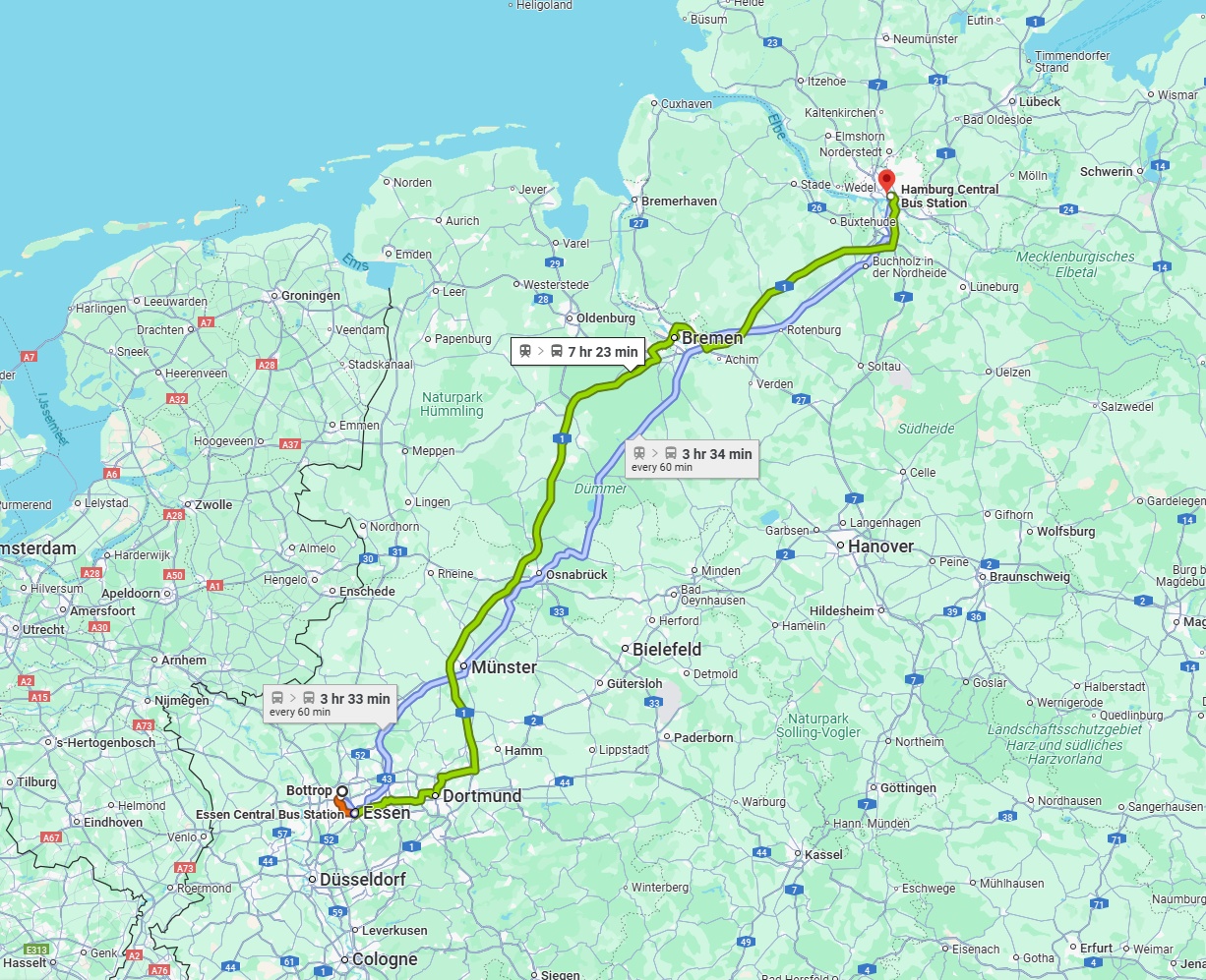 Anreise von Bottrop Zu Hamburg Über 
