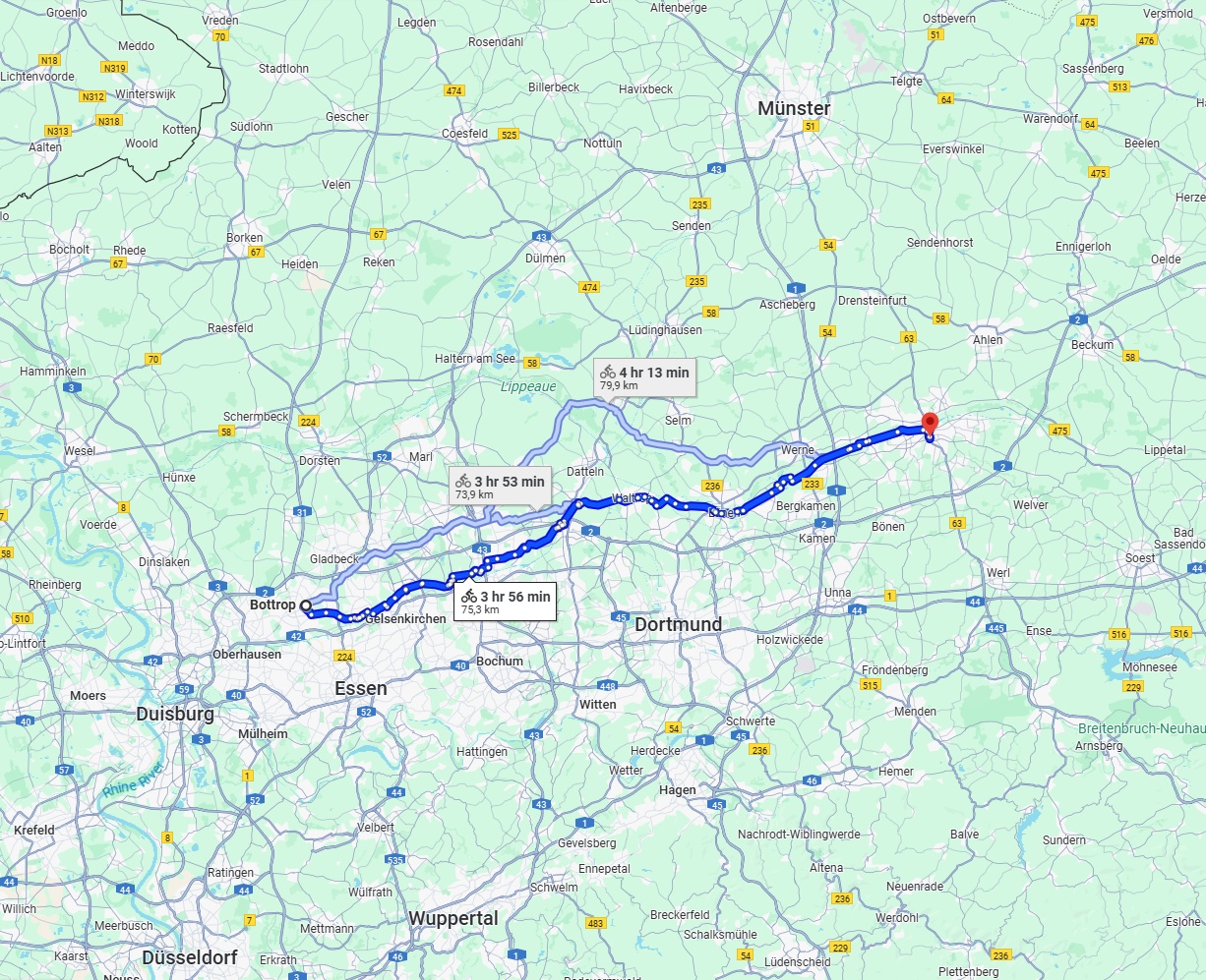 Anreise von Bottrop Zu Hamm Über 