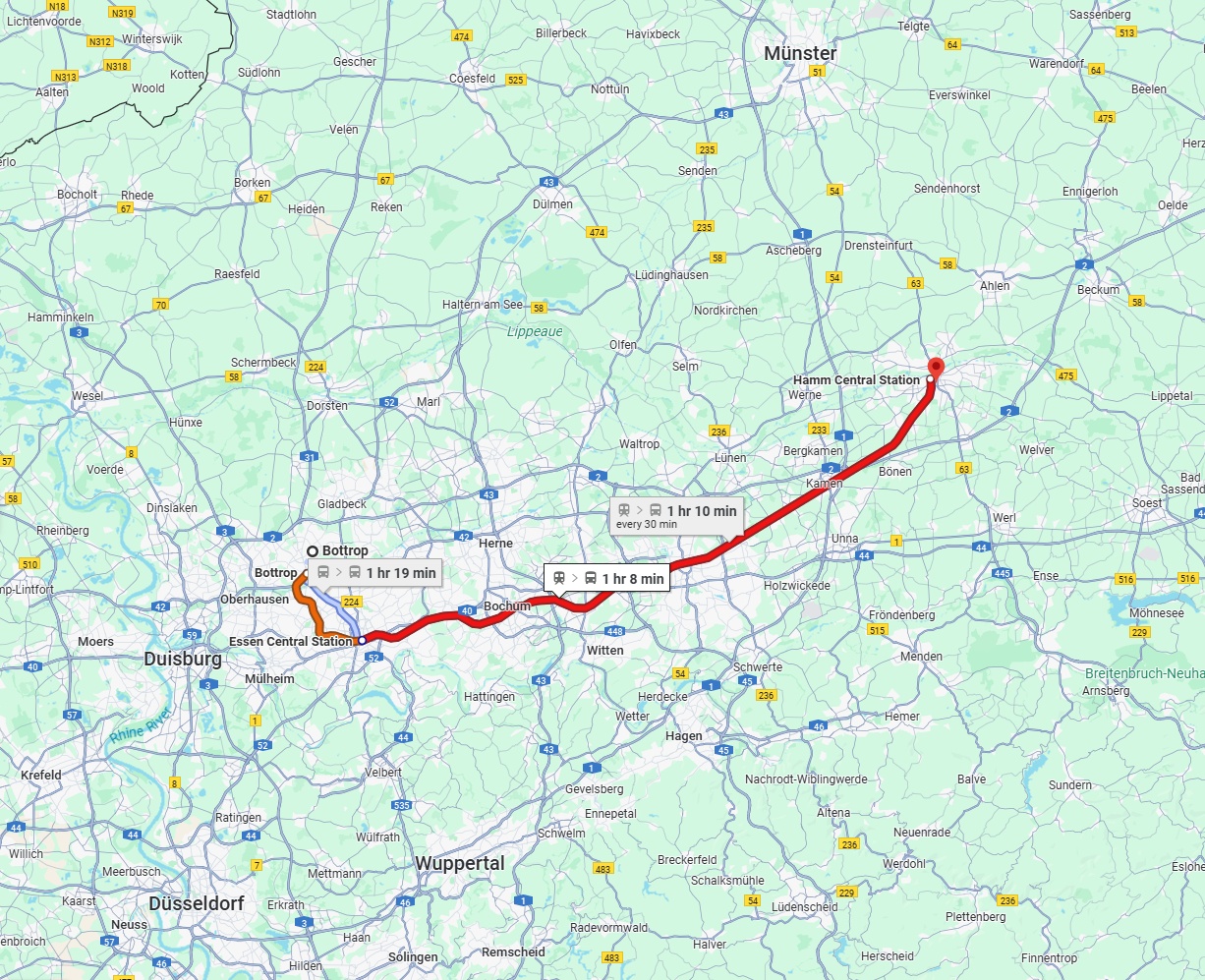 Anreise von Bottrop Zu Hamm Über 