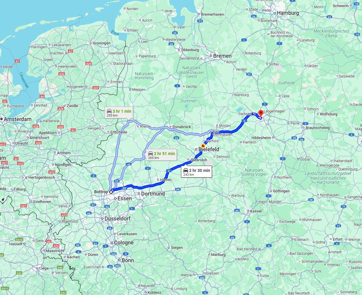 Anreise von Bottrop Zu Hannover Über via A2