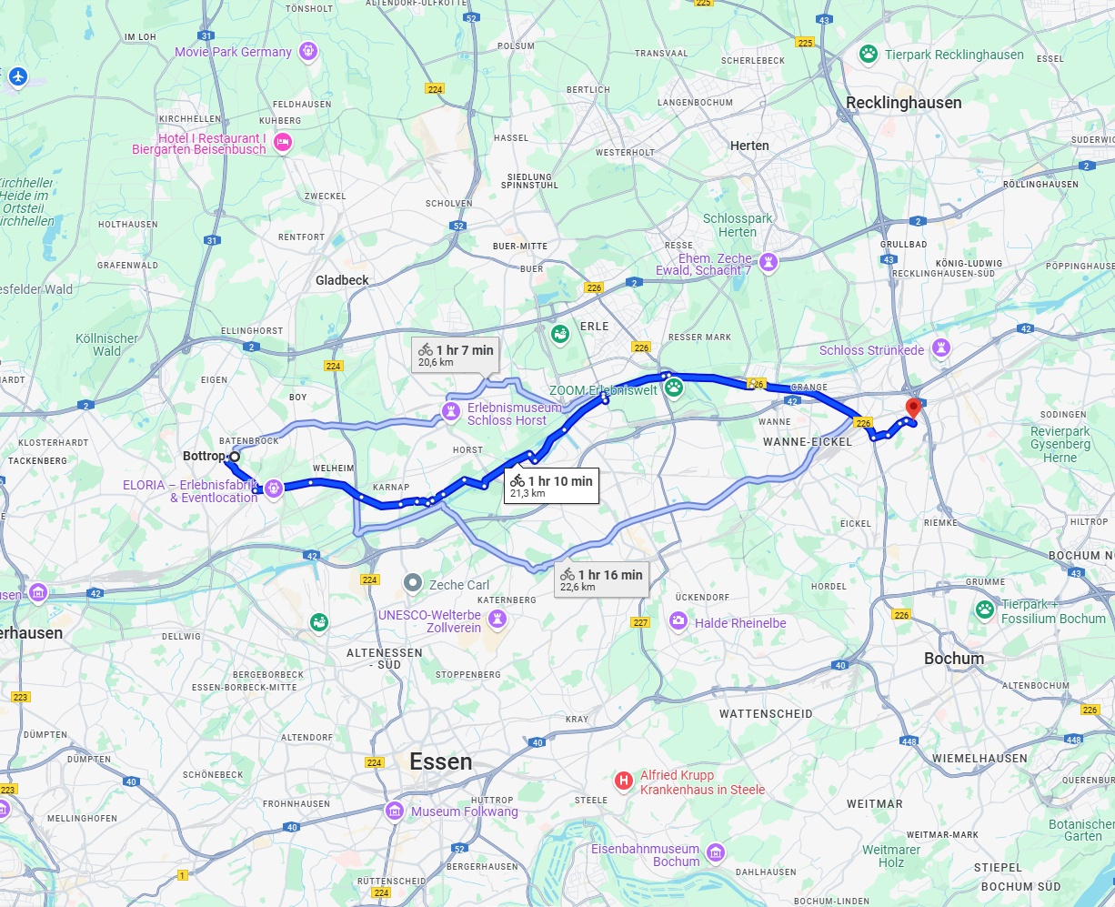 Anreise von Bottrop Zu Herne Über 