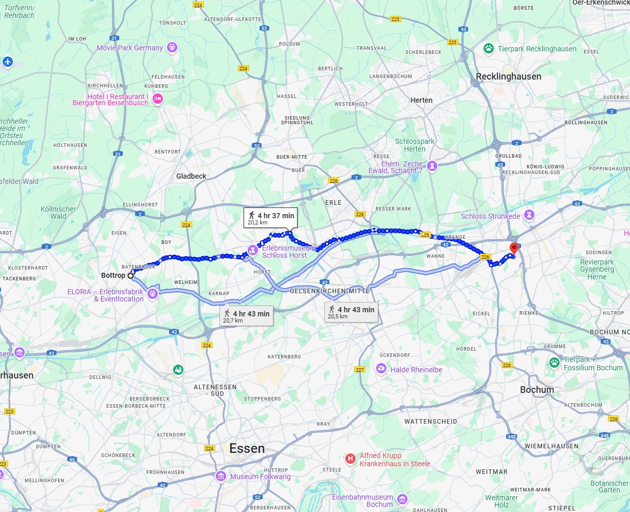 Anreise von Bottrop Zu Herne Über 