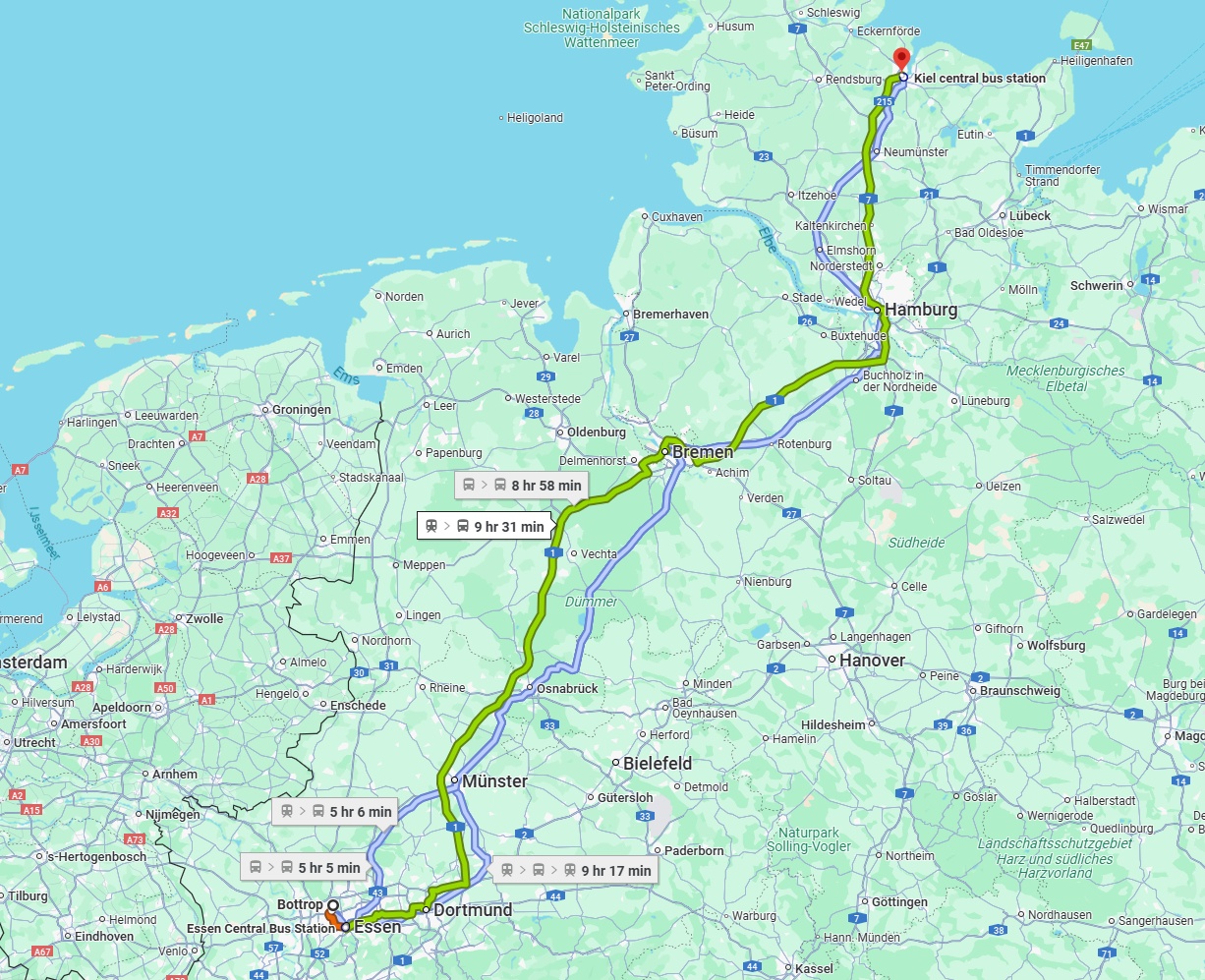 Anreise von Bottrop Zu Kiel Über 