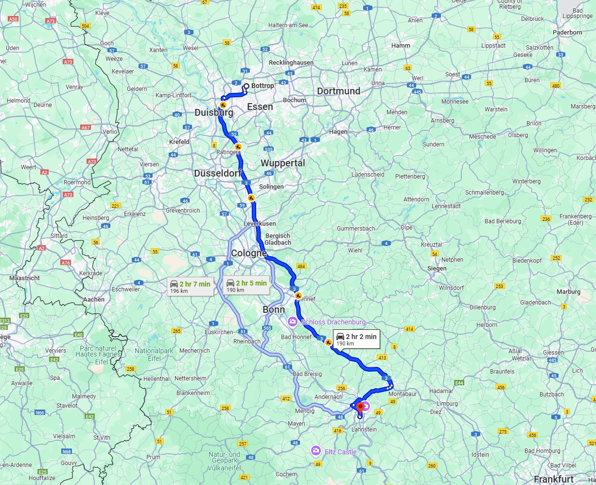 Anreise von Bottrop Zu Koblenz Über via A3