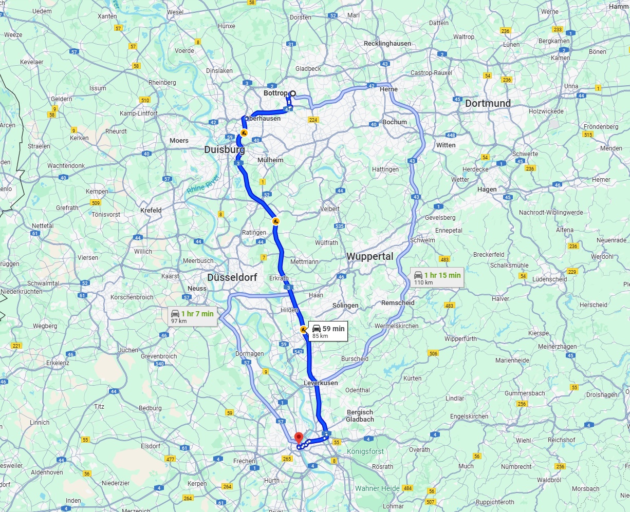 Anreise von Bottrop Zu Köln Über via A3