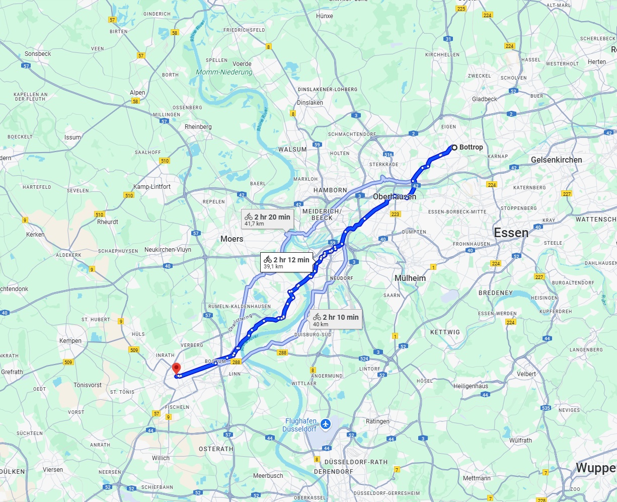 Anreise von Bottrop Zu Krefeld Über 