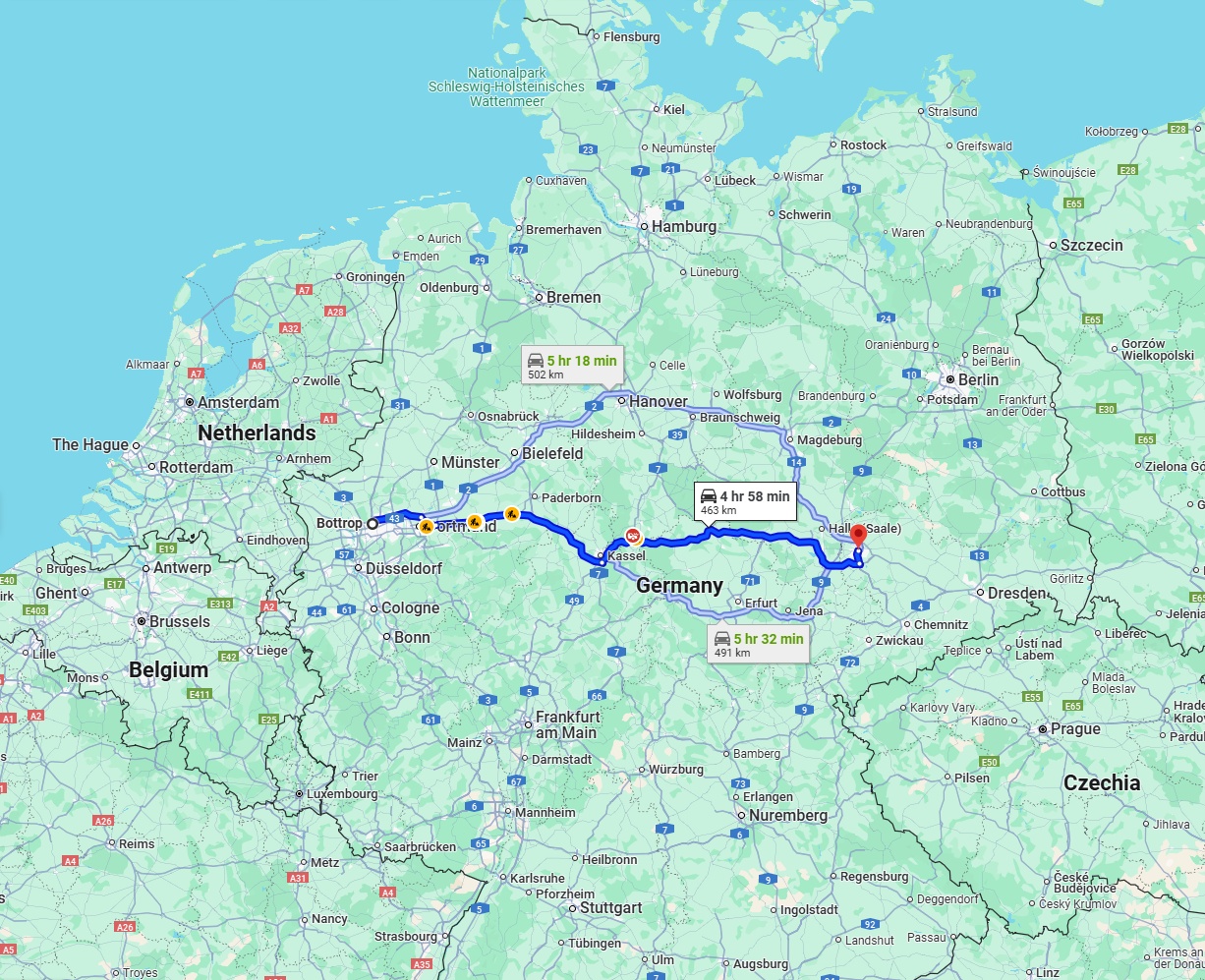 Anreise von Bottrop Zu Leipzig Über via A44 and A38