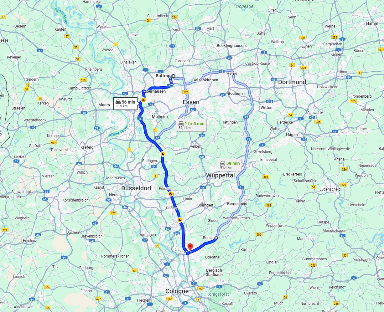 Anreise von Bottrop Zu Leverkusen Über via A3