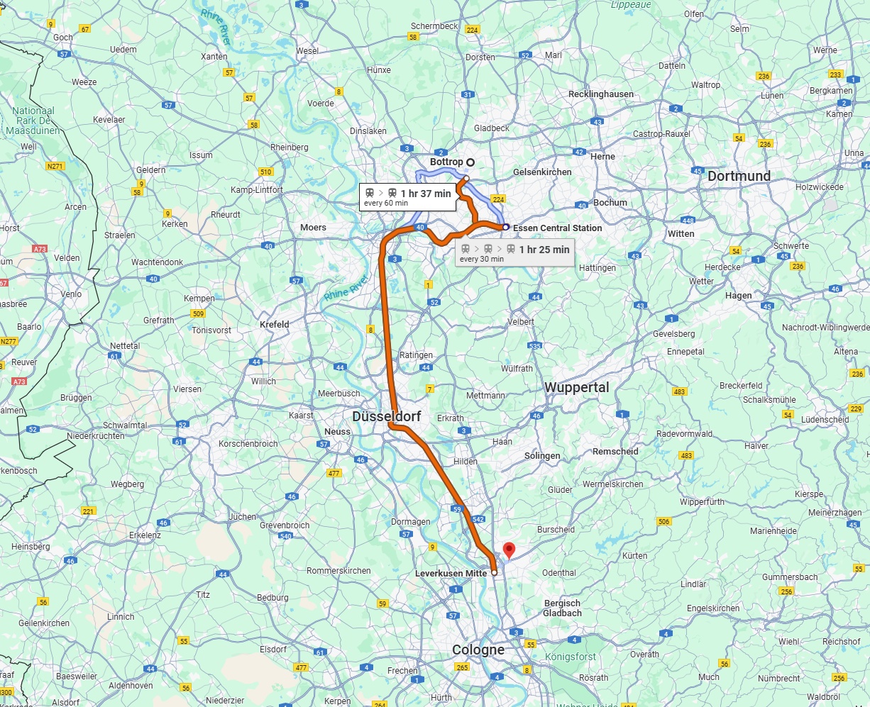 Anreise von Bottrop Zu Leverkusen Über 