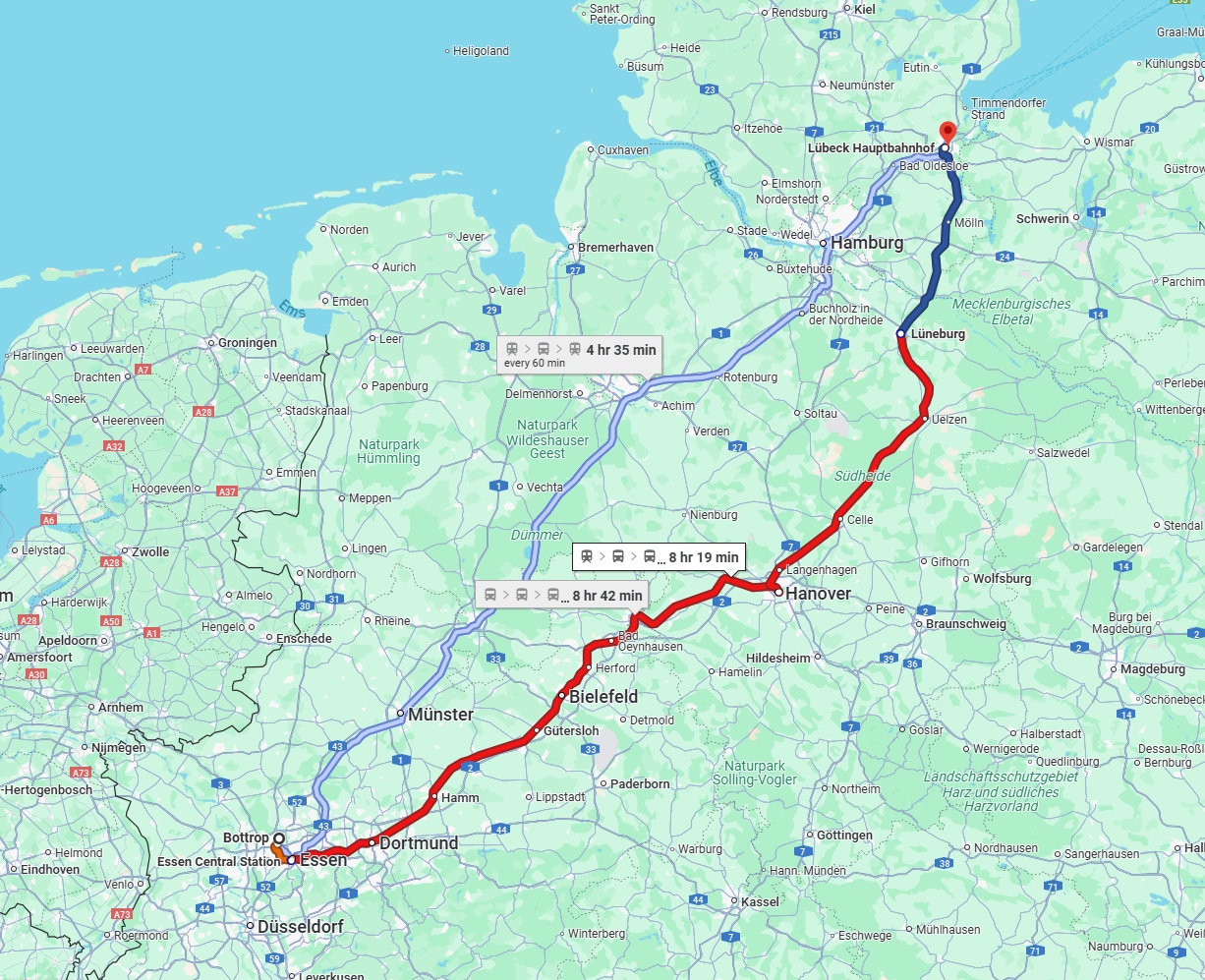Anreise von Bottrop Zu Lübeck Über 