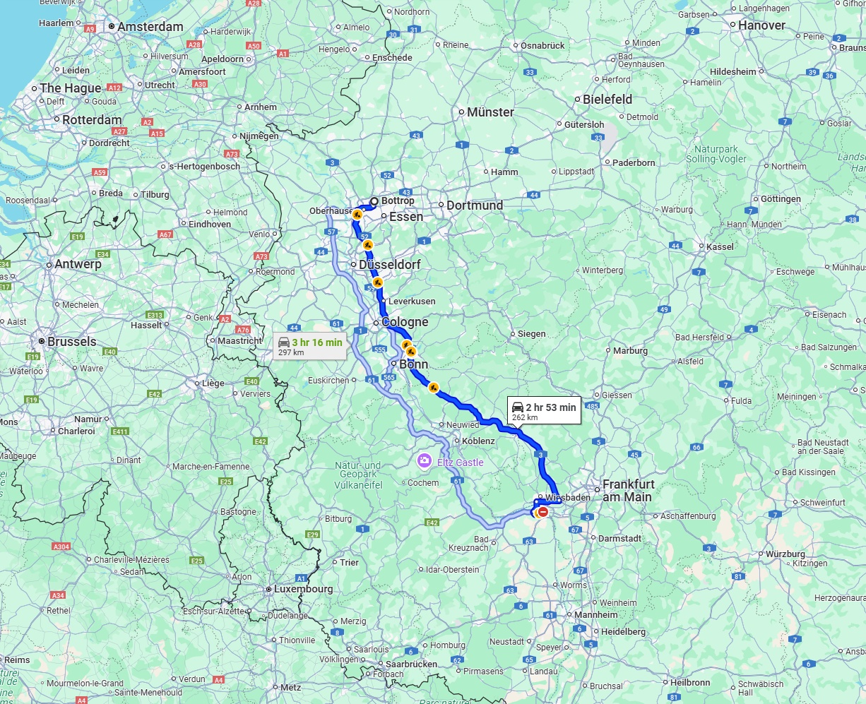 Anreise von Bottrop Zu Mainz Über via A3