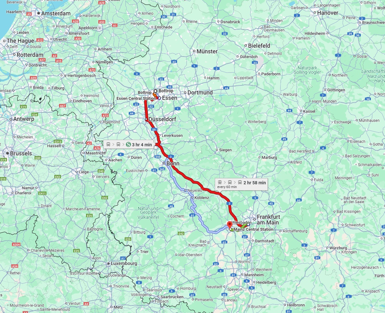 Anreise von Bottrop Zu Mainz Über 