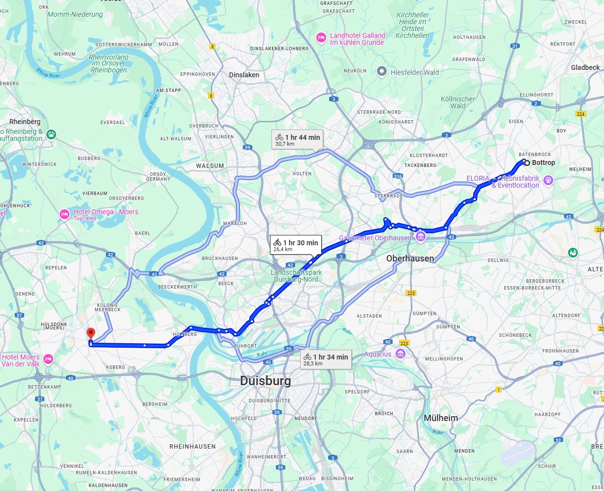 Anreise von Bottrop Zu Moers Über 