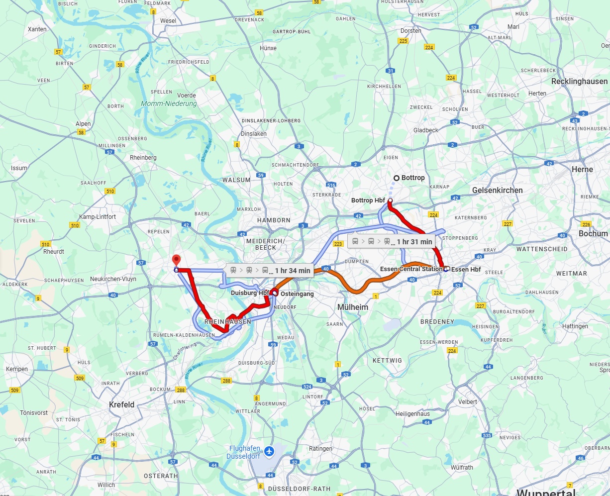 Anreise von Bottrop Zu Moers Über 