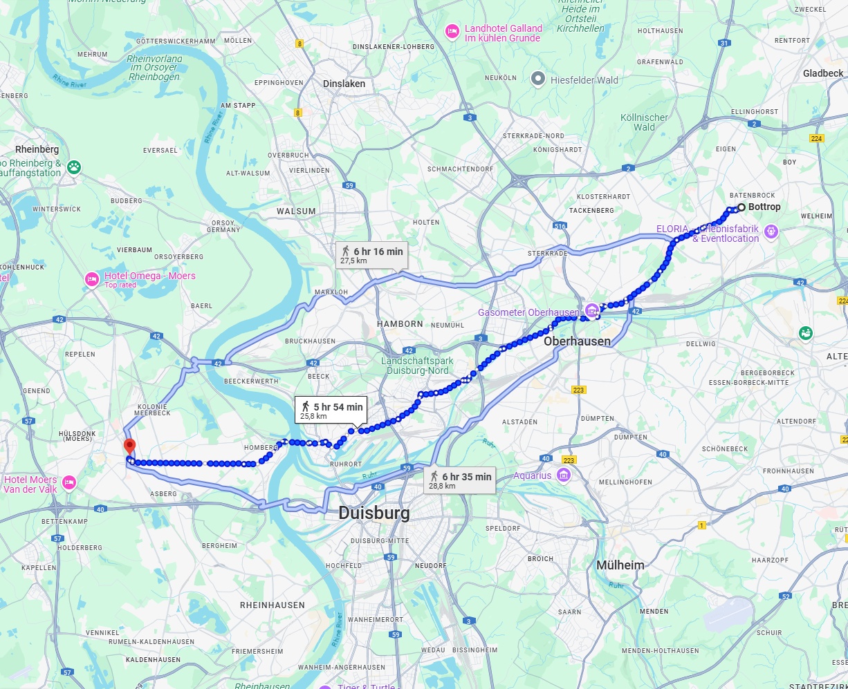 Anreise von Bottrop Zu Moers Über 