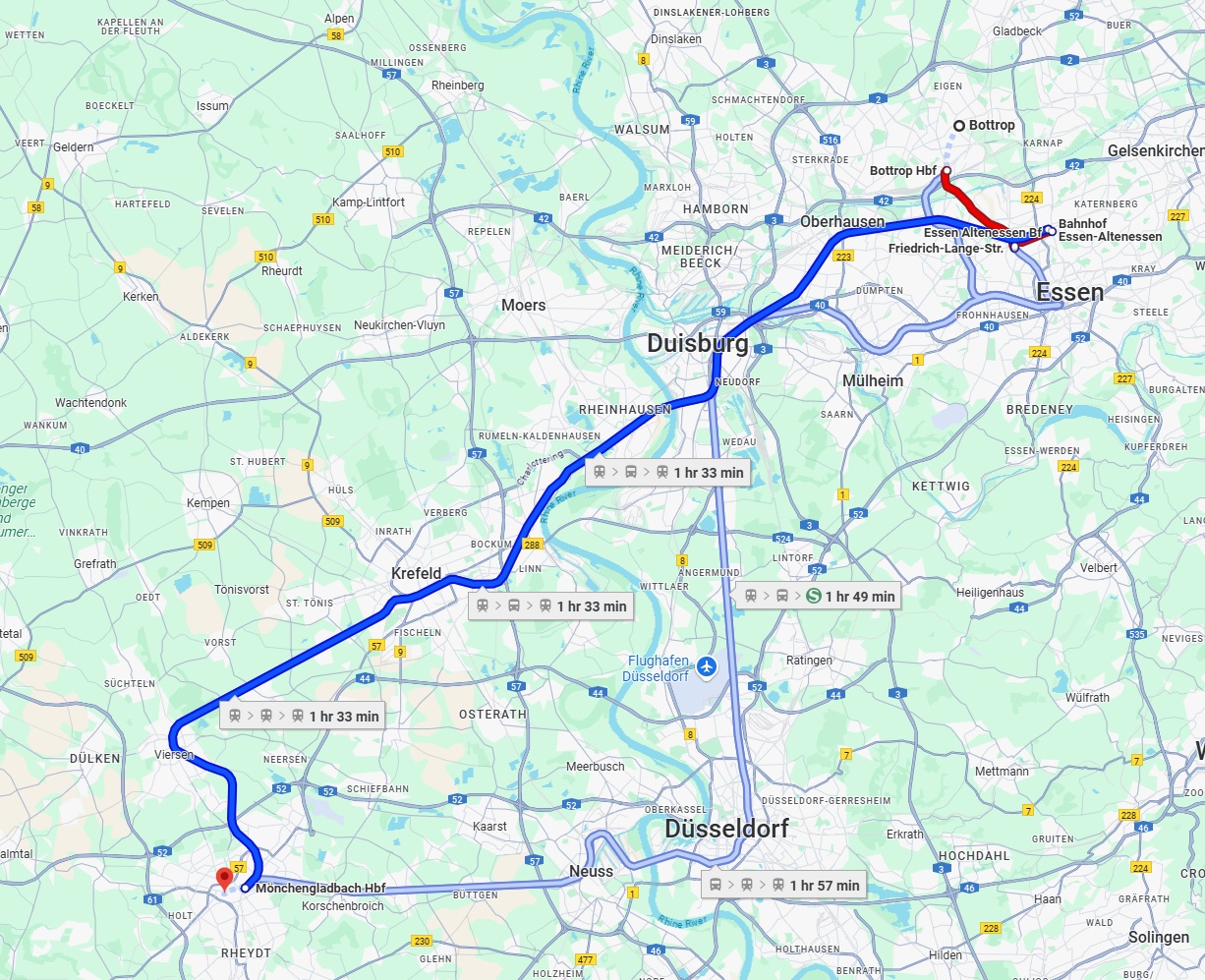 Anreise von Bottrop Zu Mönchengladbach Über 