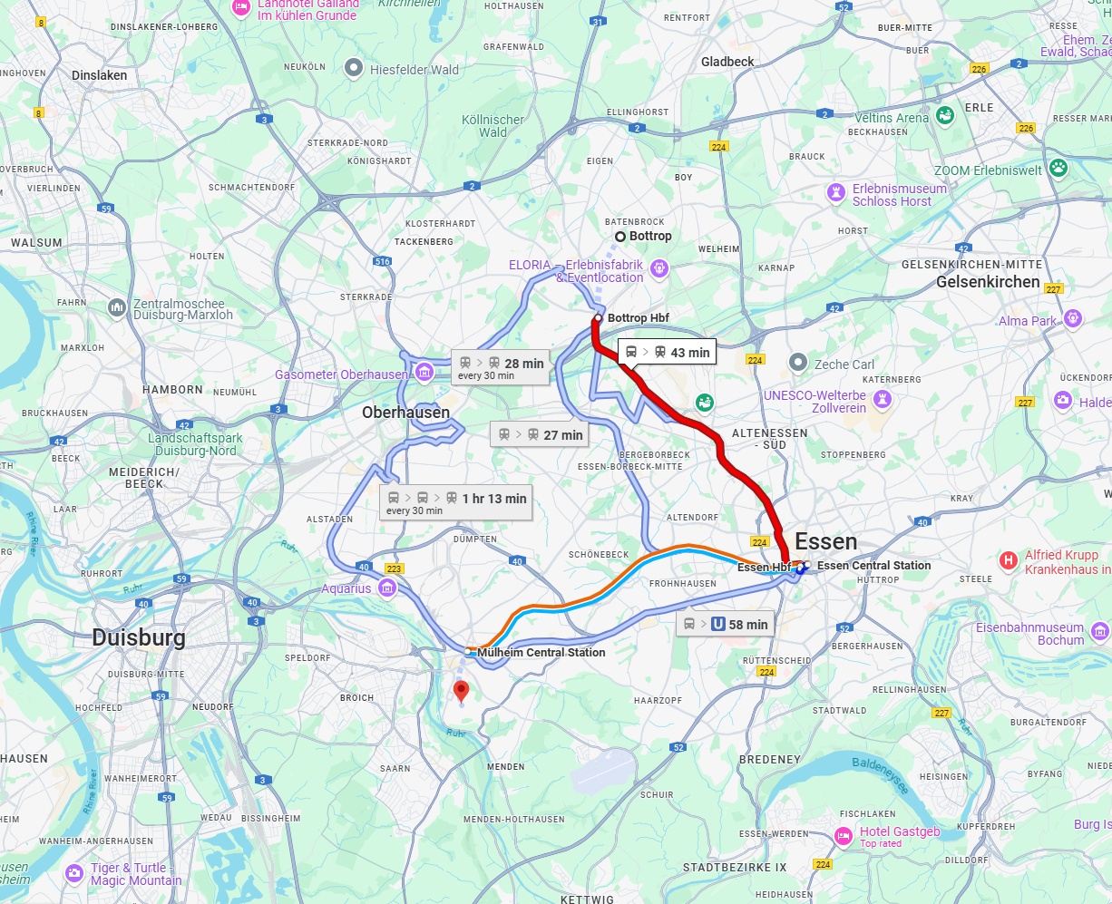 Anreise von Bottrop Zu Mülheim an der Ruhr Über 