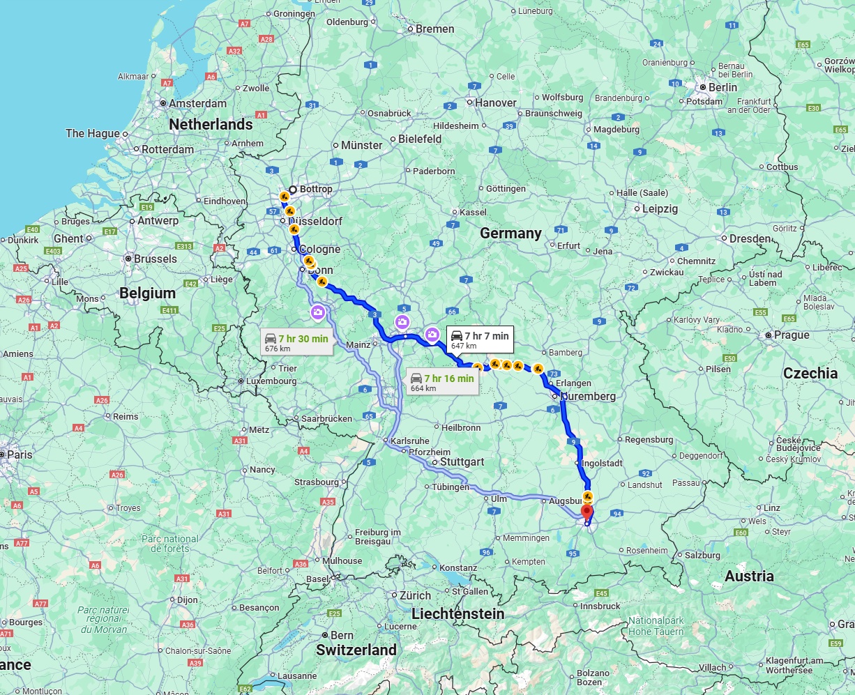 Anreise von Bottrop Zu München Über via A3