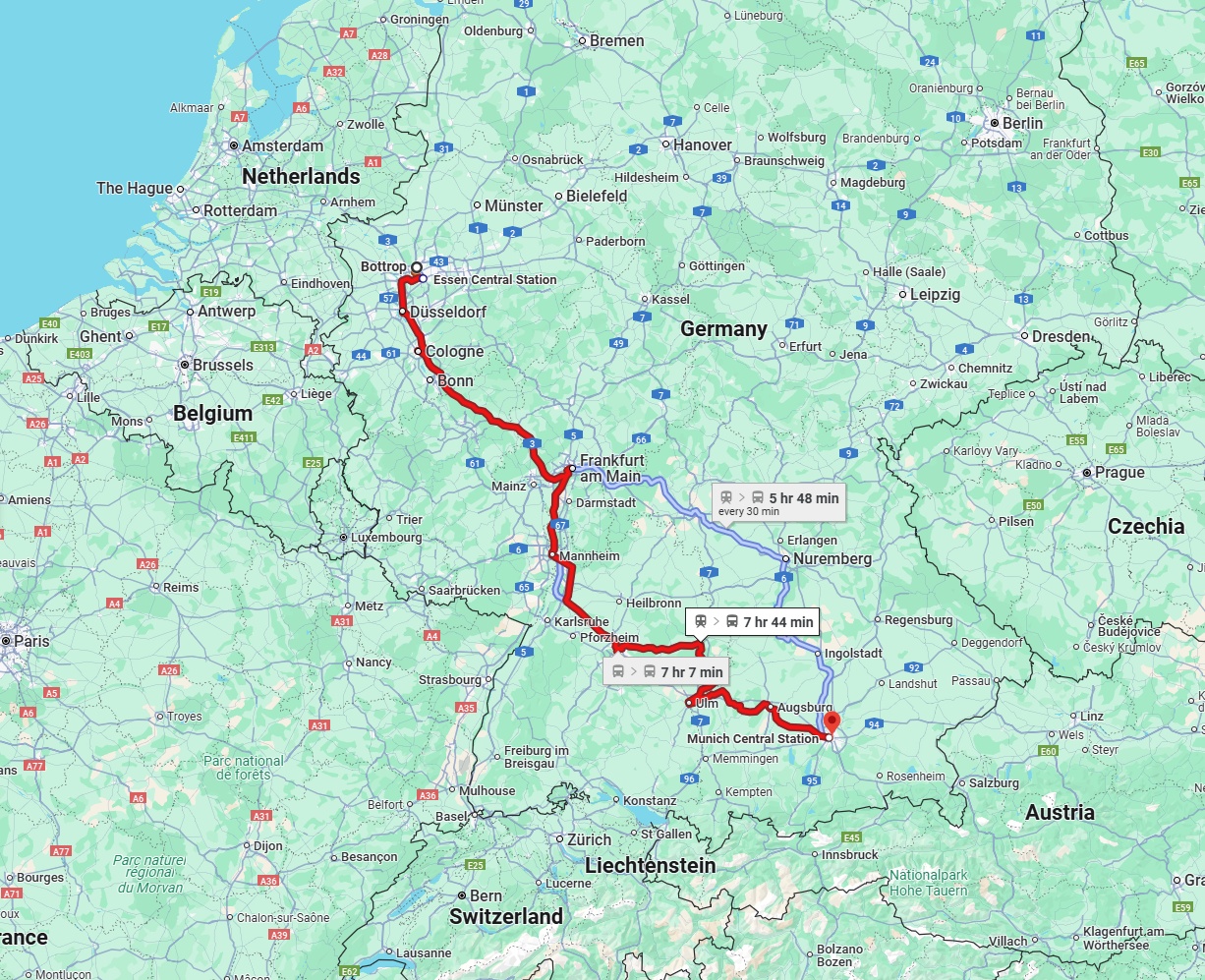 Anreise von Bottrop Zu München Über 