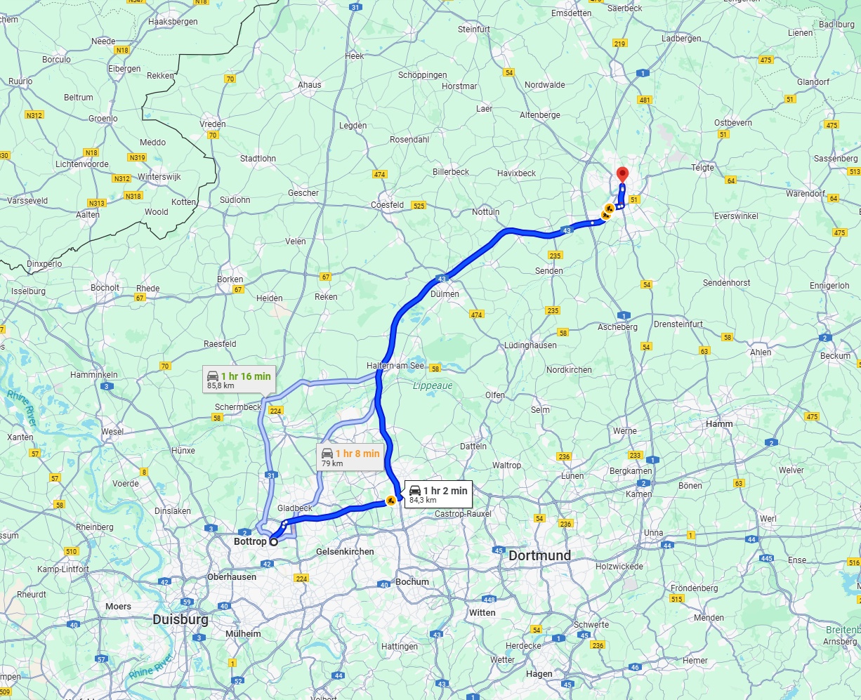 Anreise von Bottrop Zu Münster Über via A43