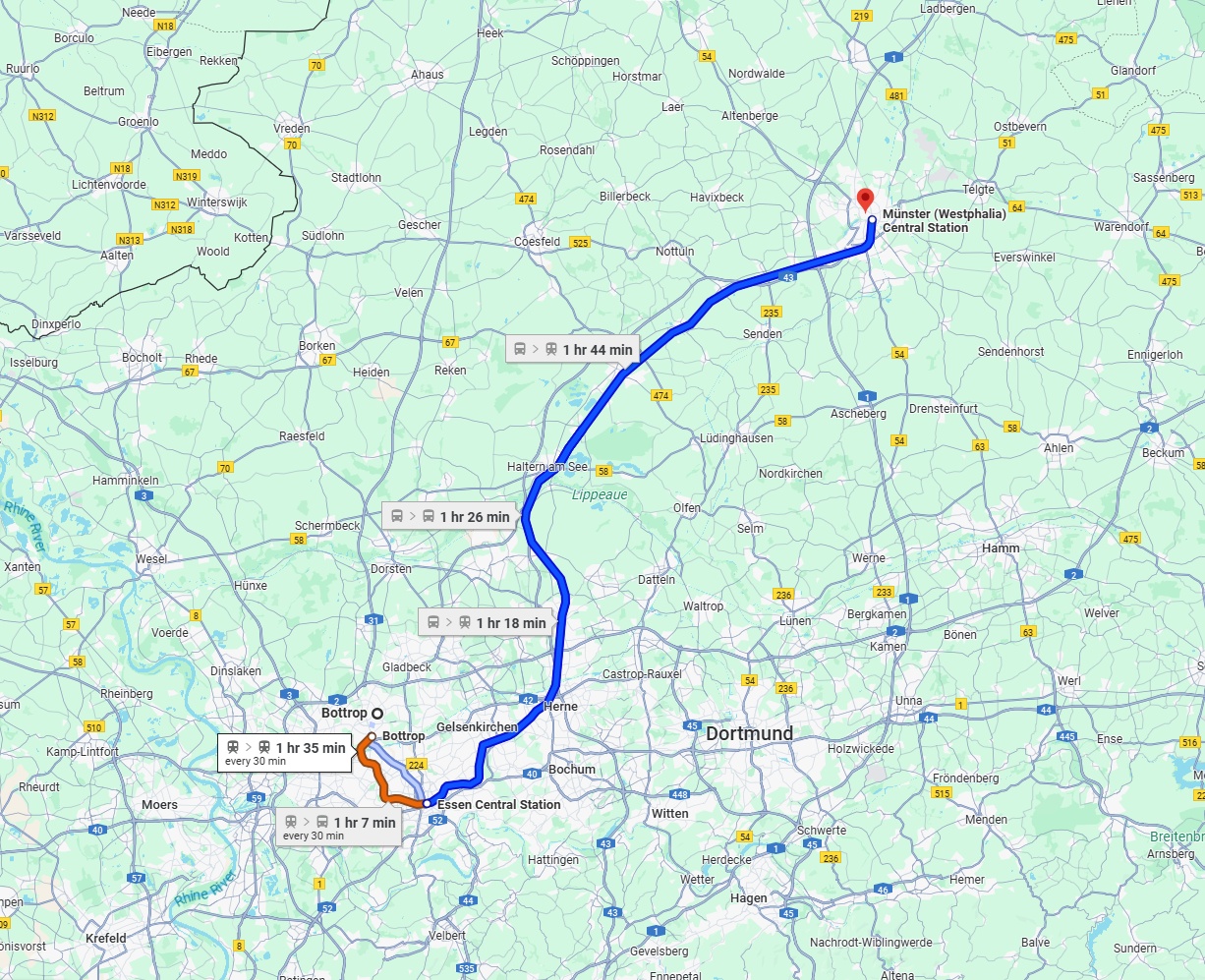 Anreise von Bottrop Zu Münster Über 