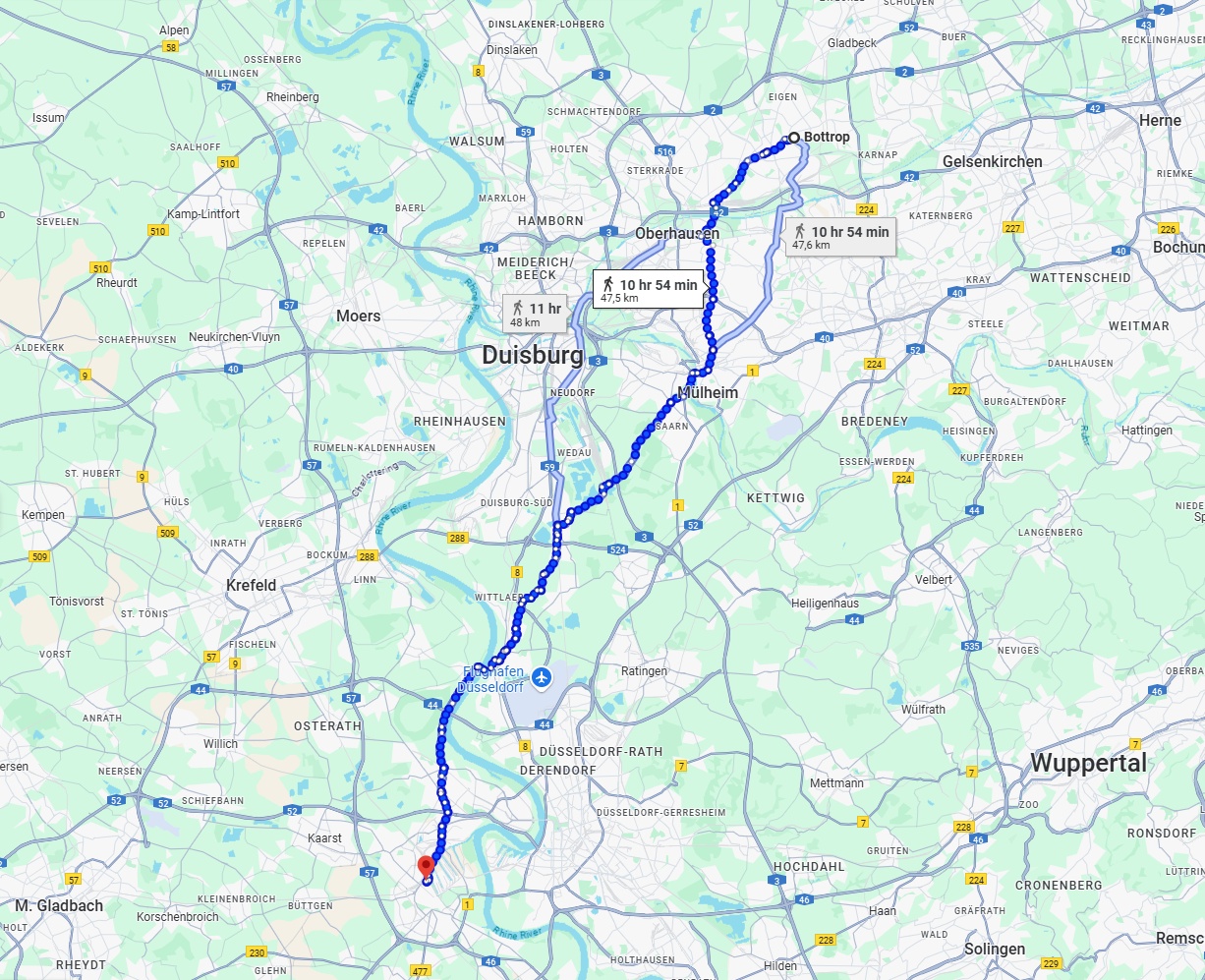 Anreise von Bottrop Zu Neuss Über 