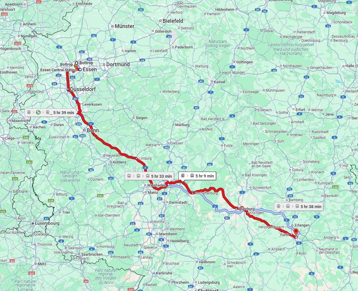 Anreise von Bottrop Zu Nürnberg Über 