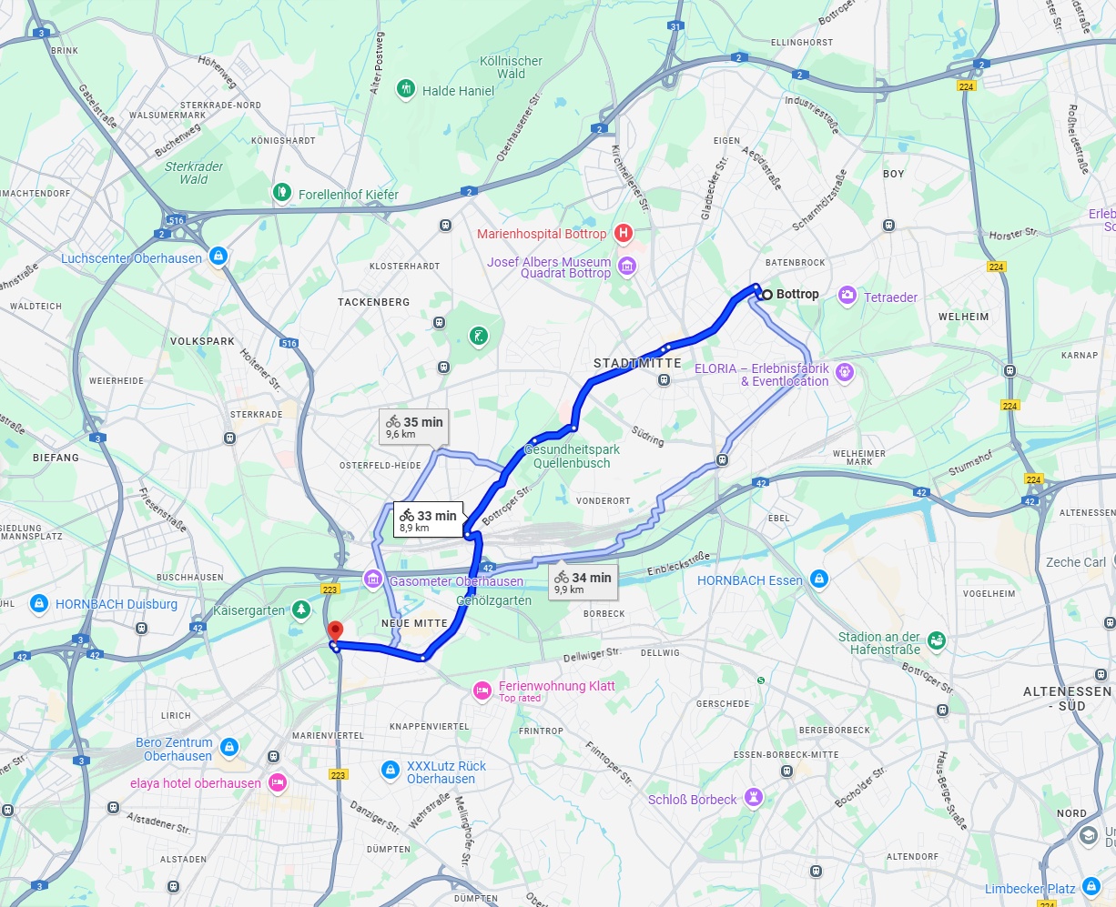 Anreise von Bottrop Zu Oberhausen Über 