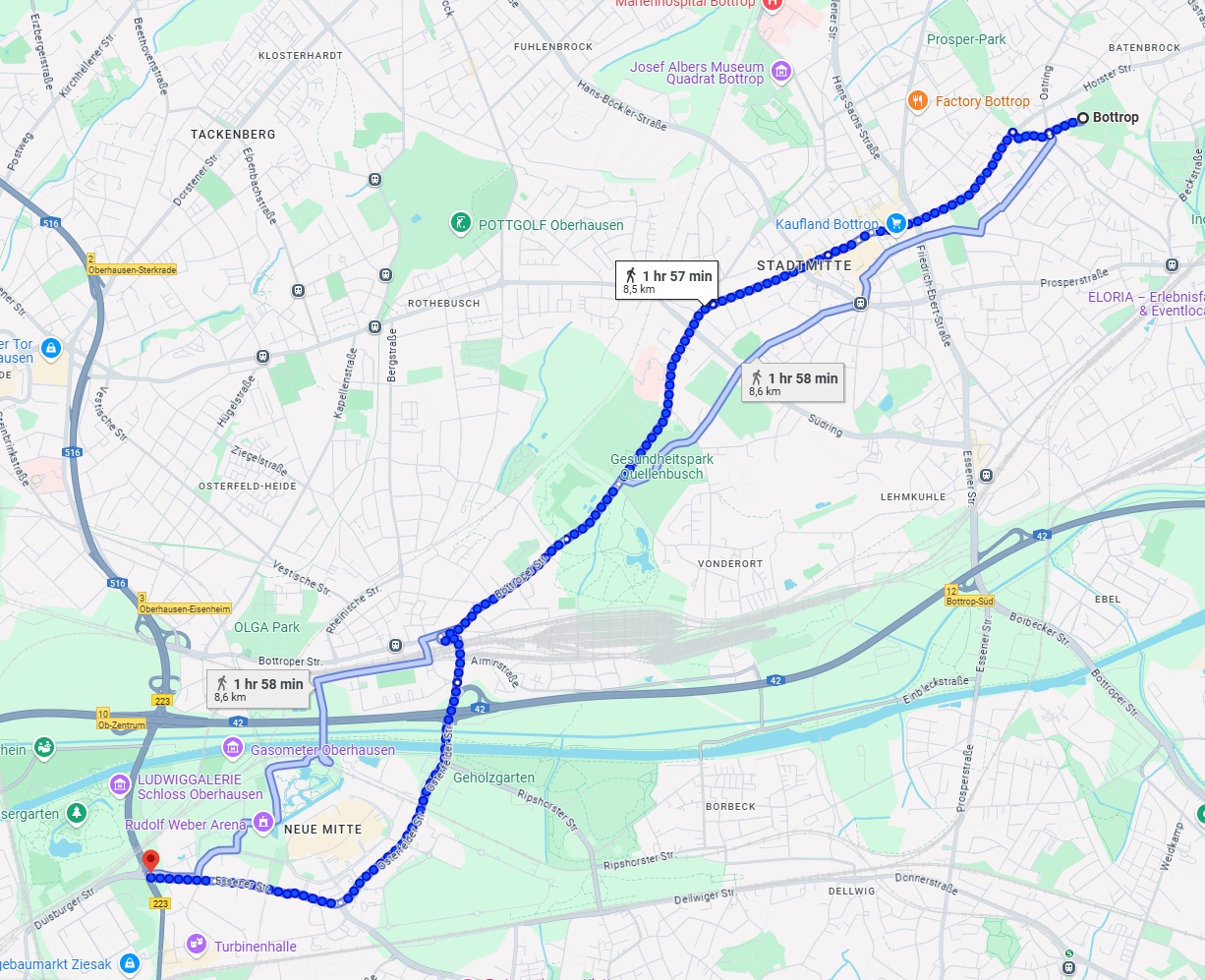 Anreise von Bottrop Zu Oberhausen Über 