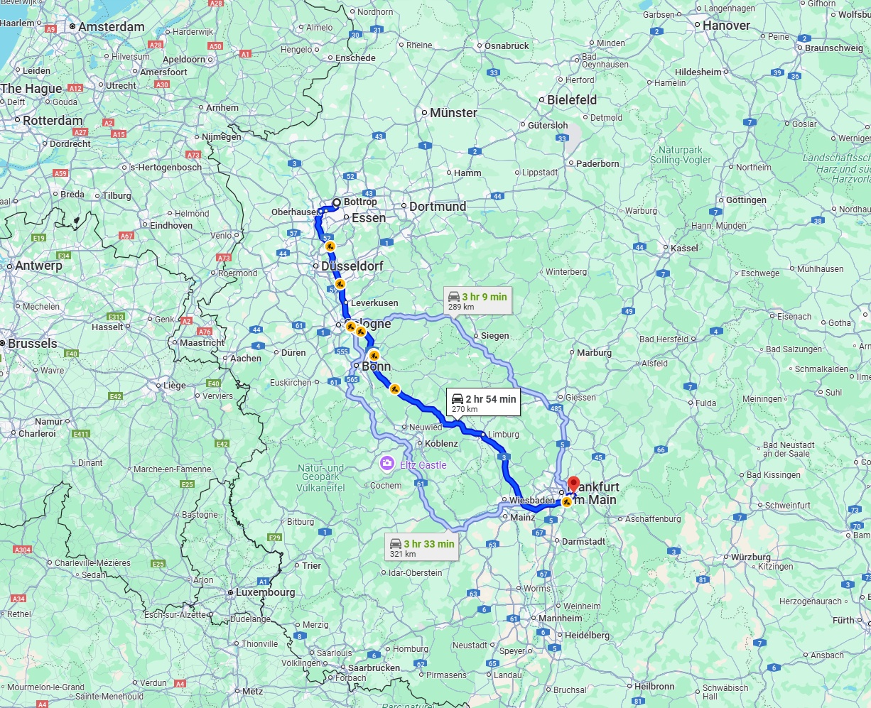 Anreise von Bottrop Zu Offenbach am Main Über via A3