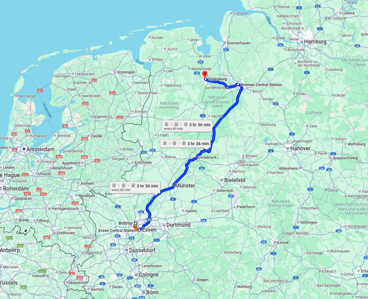 Anreise von Bottrop Zu Oldenburg Über 