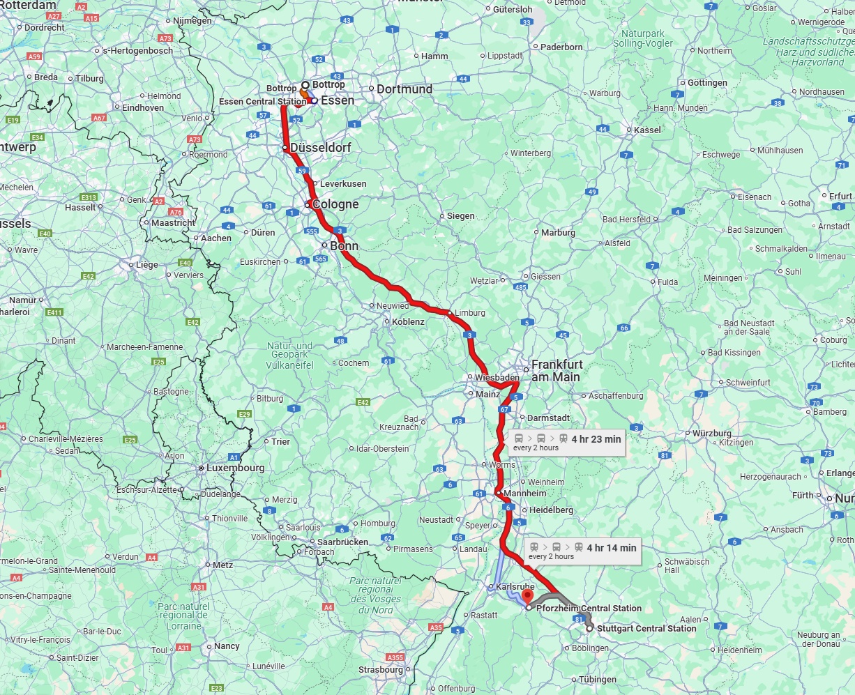 Anreise von Bottrop Zu Pforzheim Über 