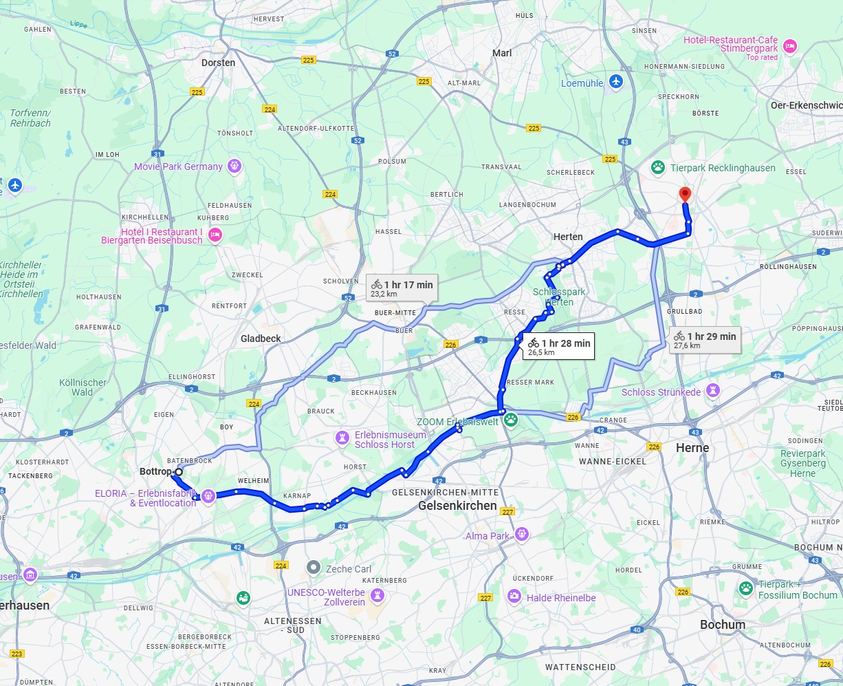 Anreise von Bottrop Zu Recklinghausen Über 