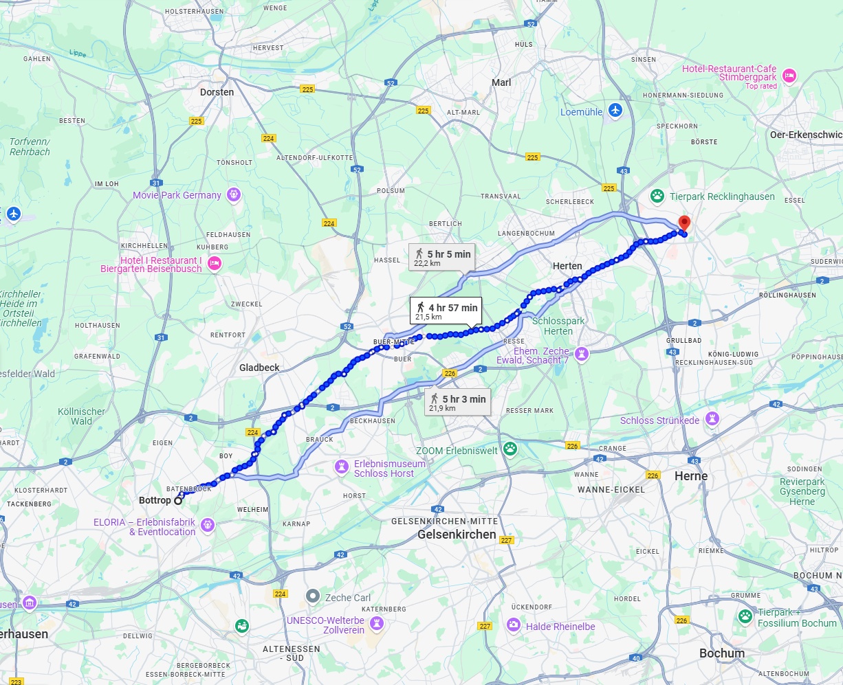 Anreise von Bottrop Zu Recklinghausen Über 