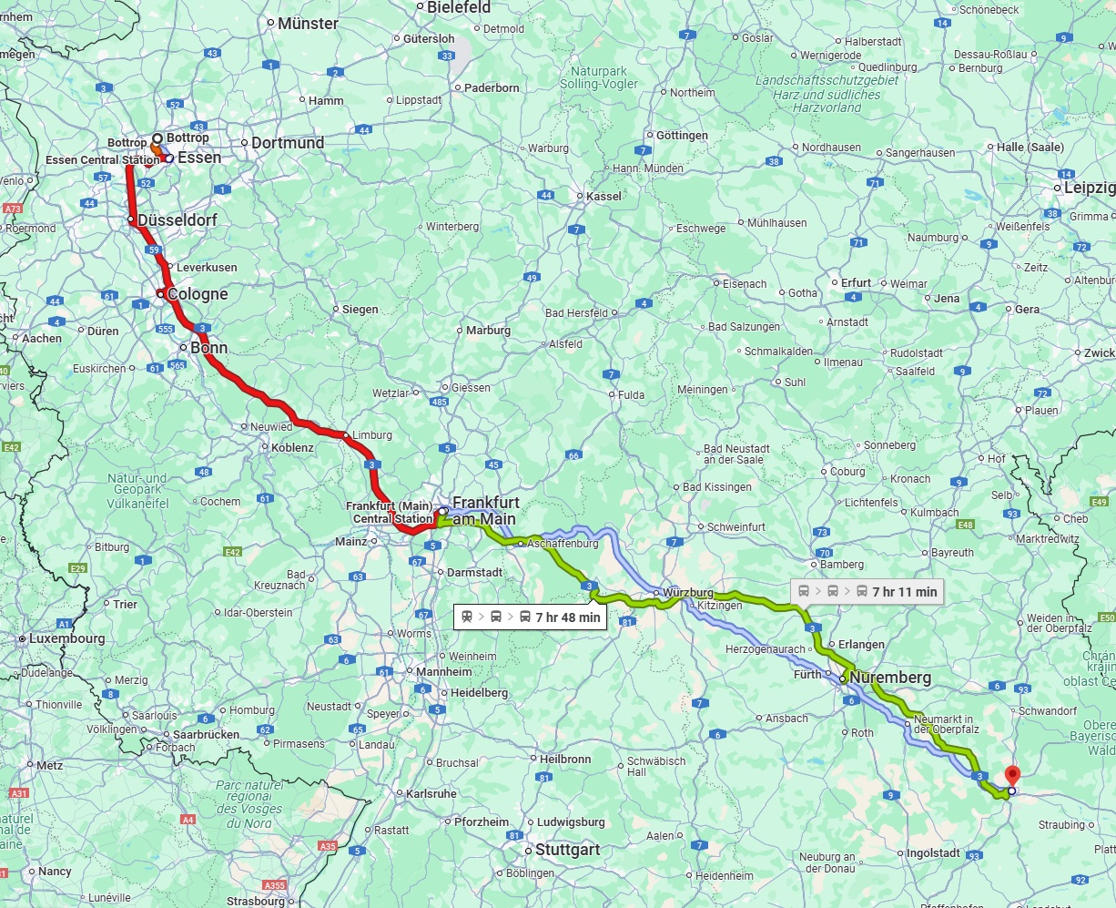 Anreise von Bottrop Zu Regensburg Über 