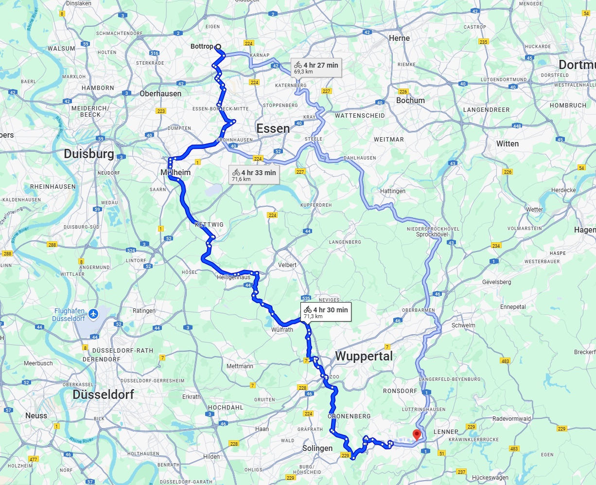 Anreise von Bottrop Zu Remscheid Über 