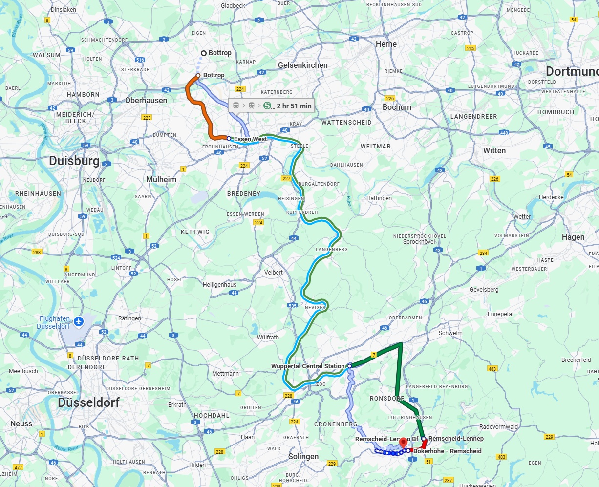 Anreise von Bottrop Zu Remscheid Über 