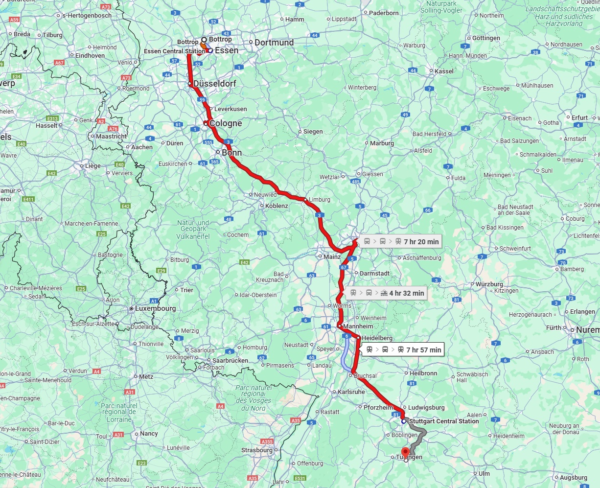 Anreise von Bottrop Zu Reutlingen Über 