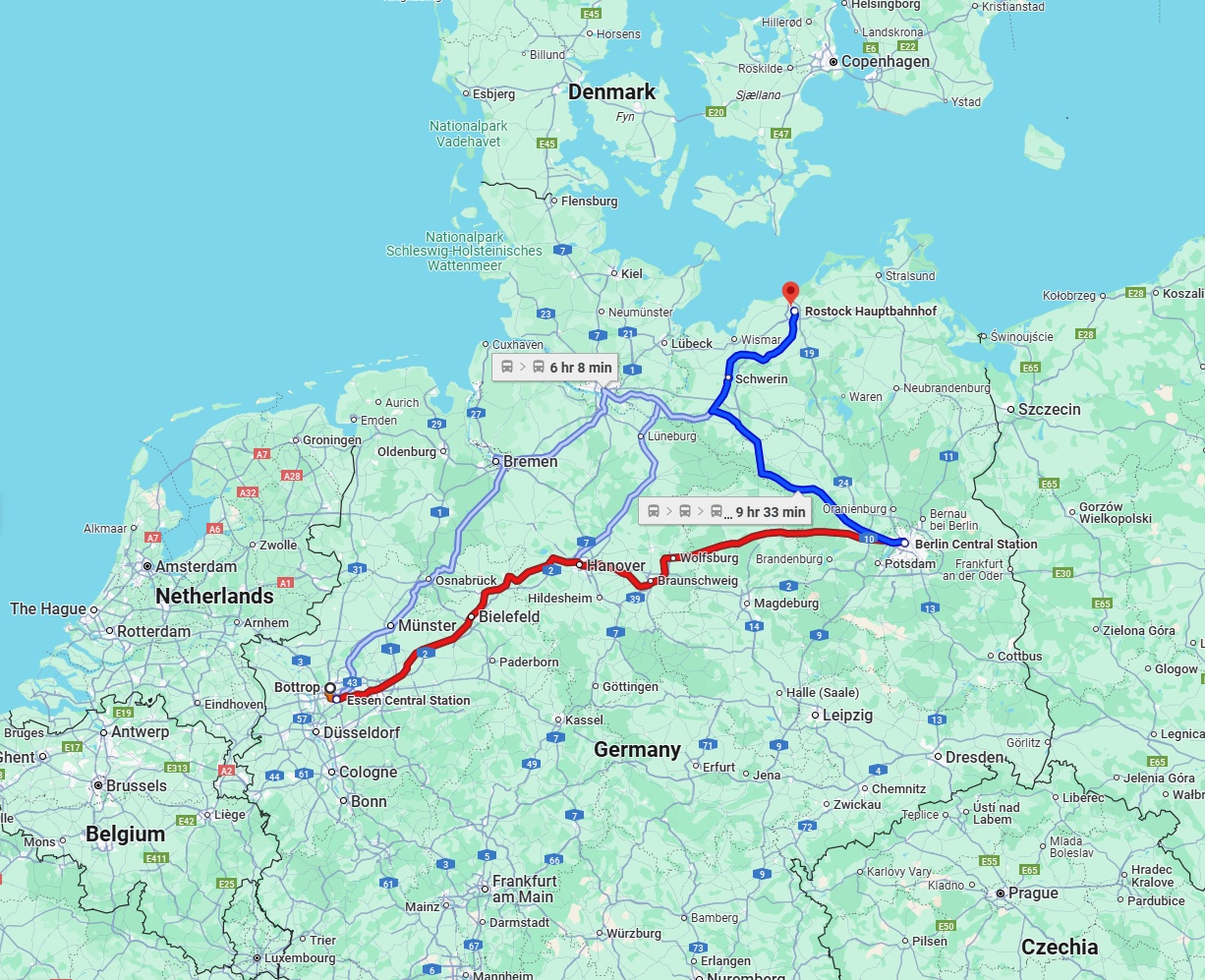 Anreise von Bottrop Zu Rostock Über 