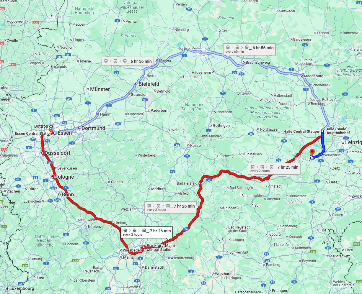 Anreise von Bottrop Zu Saale Über 