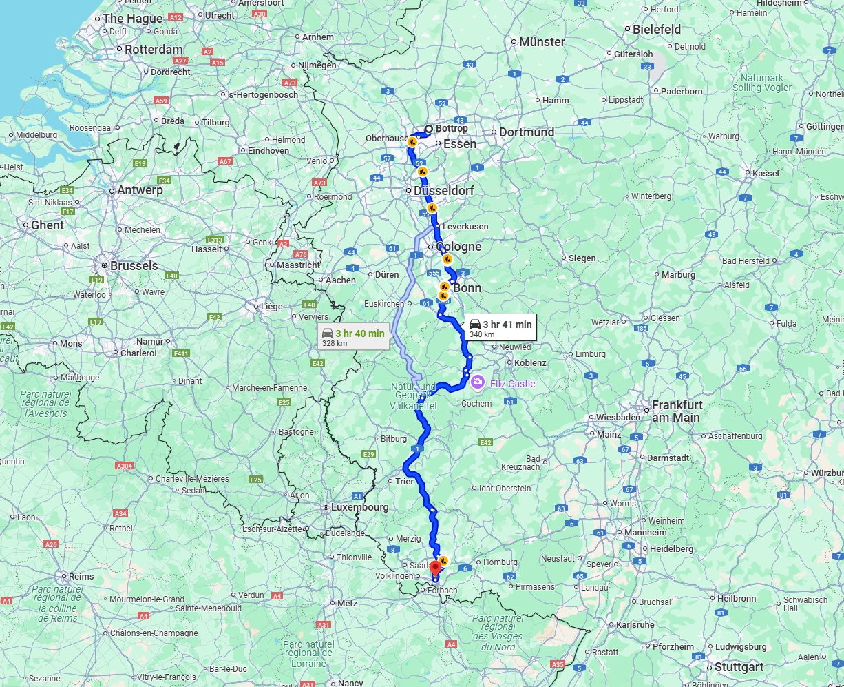 Anreise von Bottrop Zu Saarbrücken Über via A1